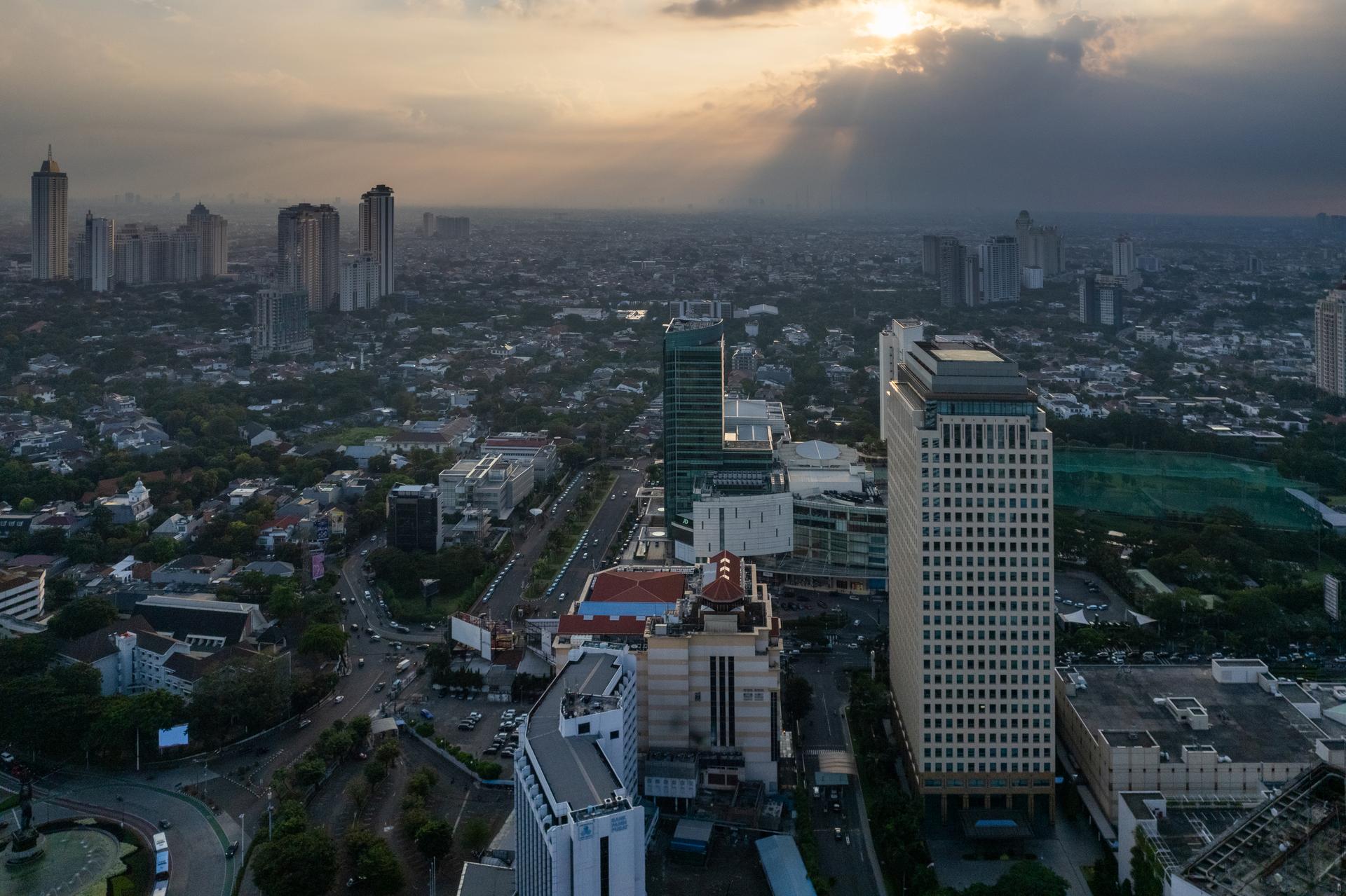 Magnificent Jakarta Skyline during golden hour